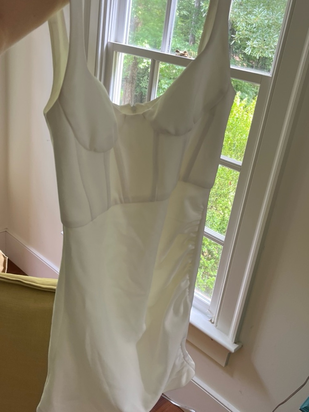 Zara Ivory Ruched Mini Dress - Picture 2 of 4